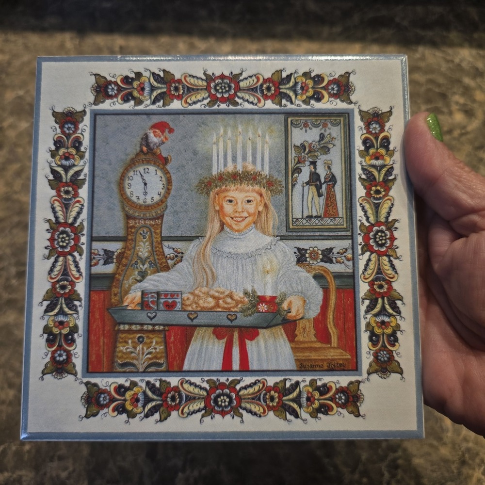 ST LUCY'S DAY SPECIAL BIRTHDAY AND SAFFRON CAKES 6"x6"‎ Tile Cork Backing